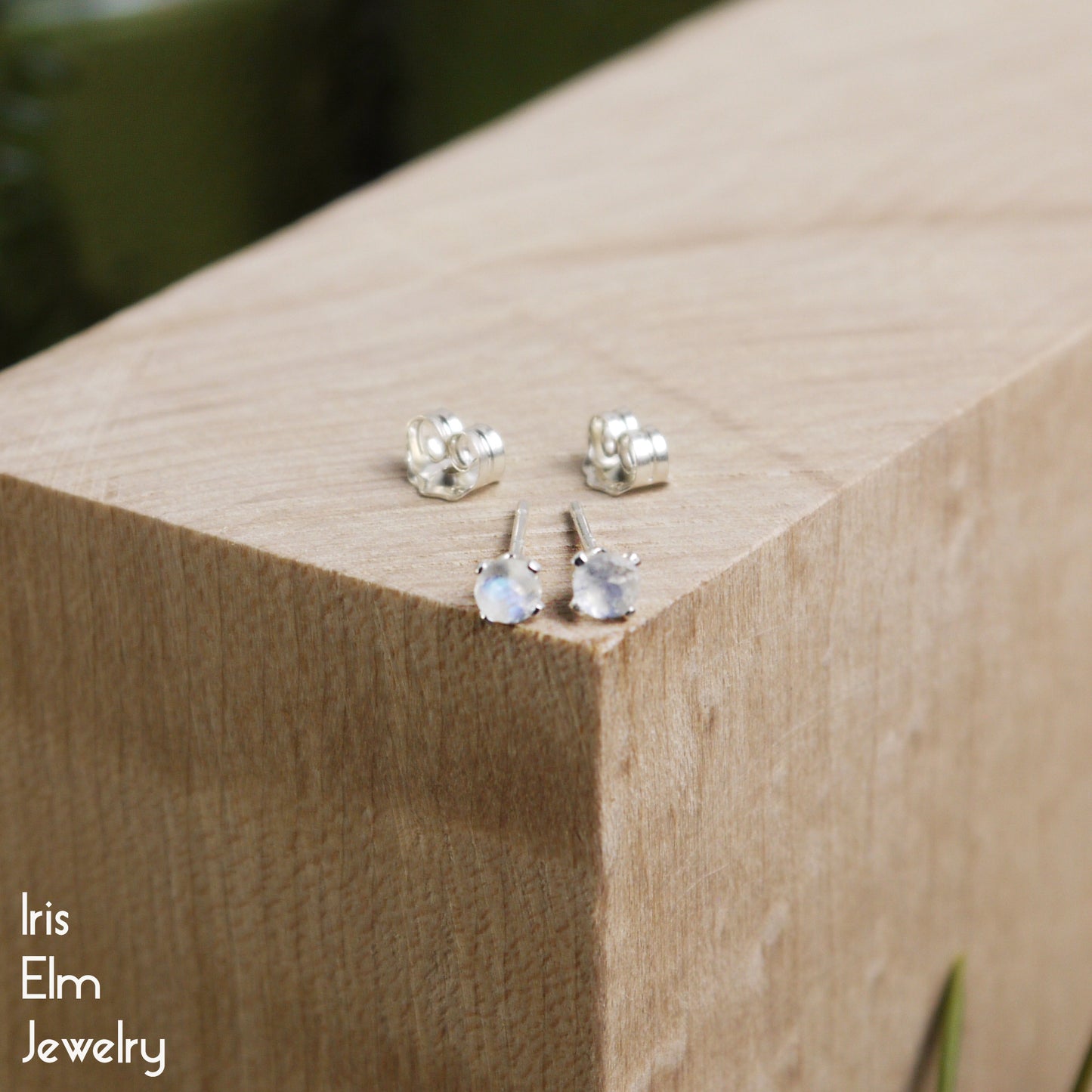 3mm Faceted Moonstone Sterling Silver Stud Earrings