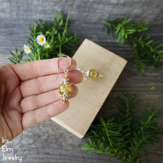Yellow Wildflowers in Resin Drop Earrings