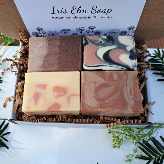 Small Handmade Soap Variety Gift Box of 4 Mini Half-Size Bars