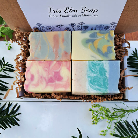 Small Handmade Soap Variety Gift Box of 4 Mini Half-Size Bars