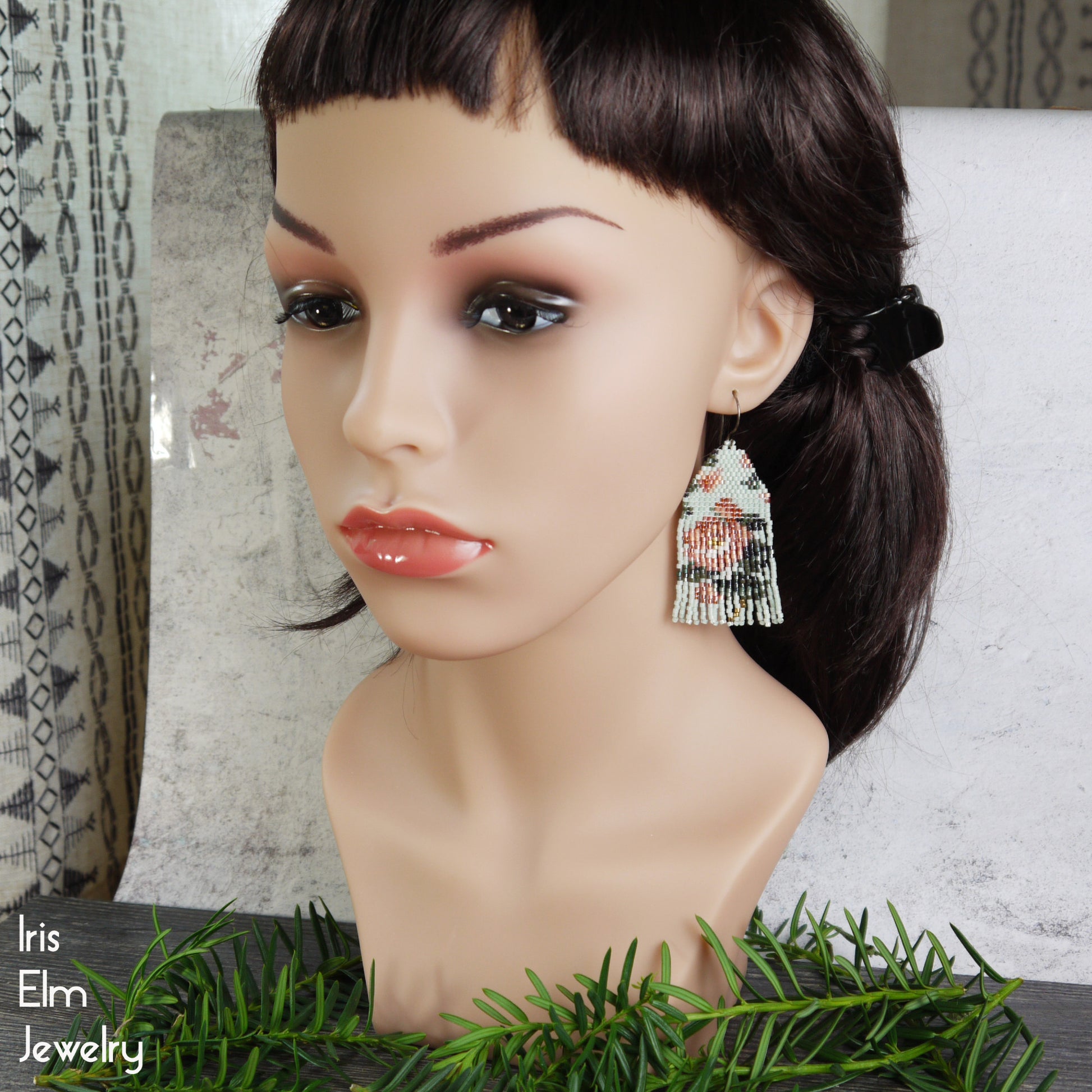 mint green rose seeds Victorian Peach & Mint Green Rose Fringe Earrings