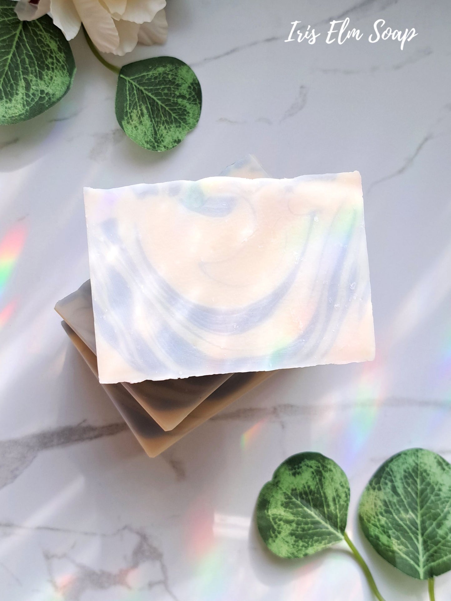 clean cotton handmade with white and pale blue stripes on marbled surface