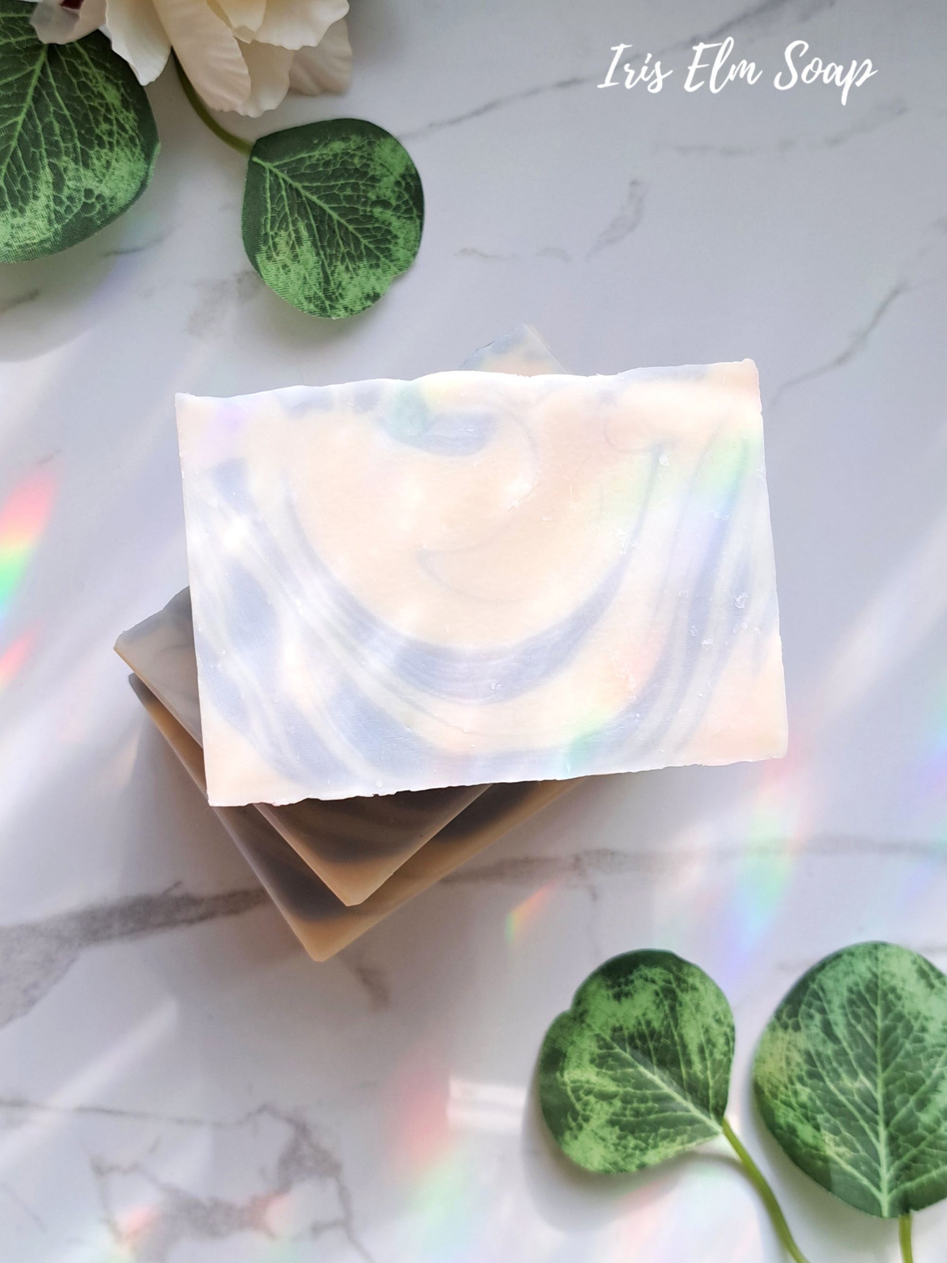clean cotton handmade with white and pale blue stripes on marbled surface