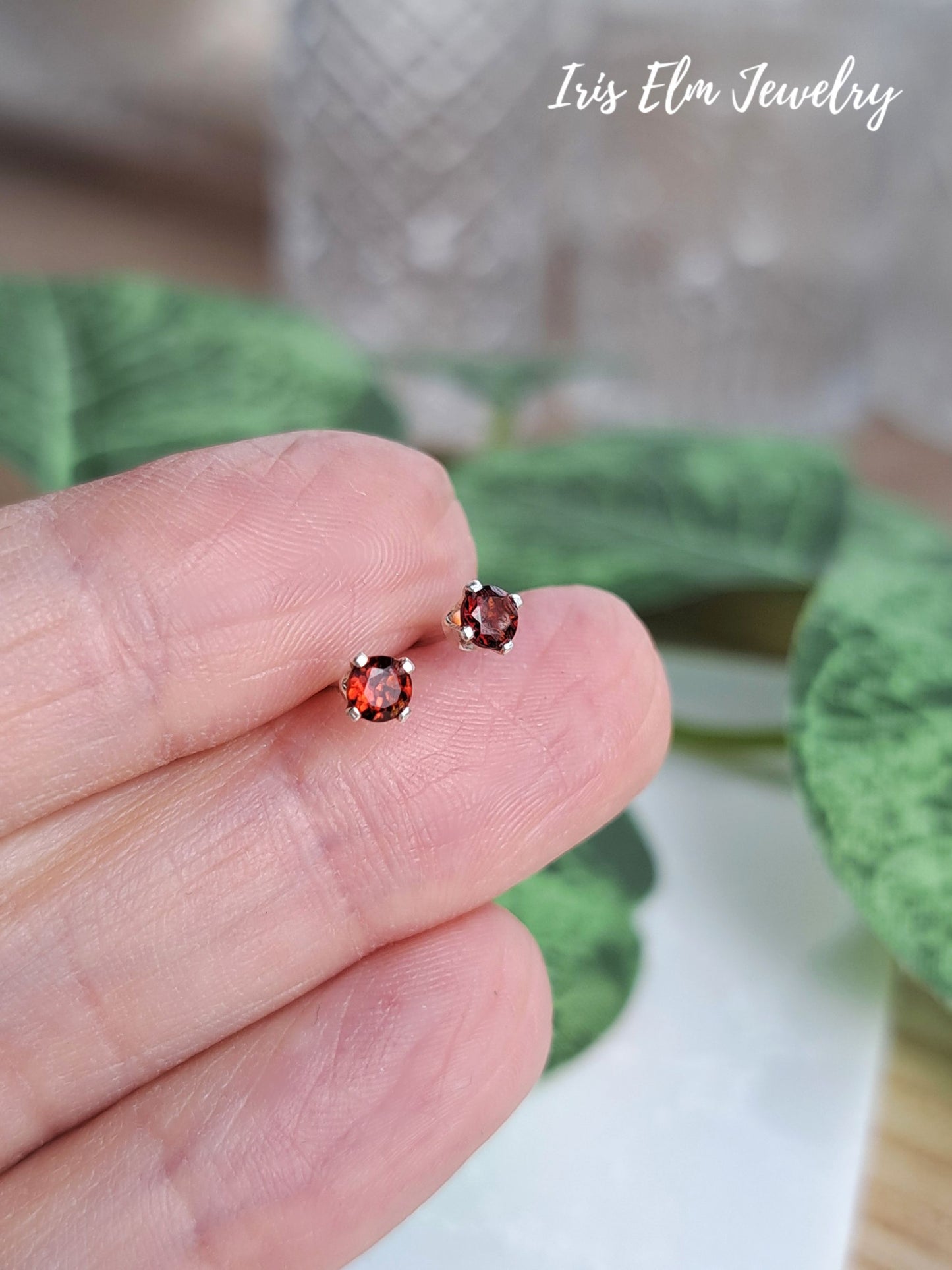 Genuine Garnet 3mm Sterling Silver Stud Earrings