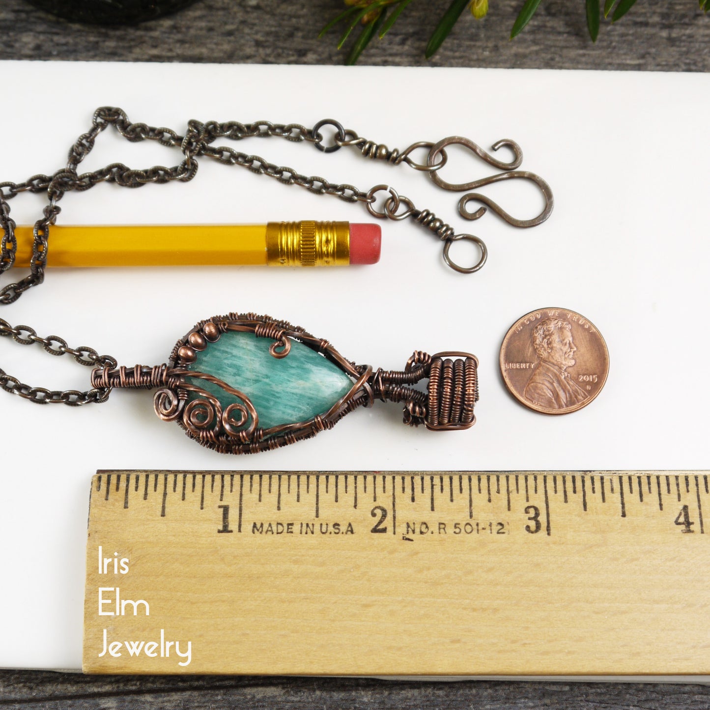 Amazonite Hot Air Balloon Copper Wire Wrapped Pendant Necklace